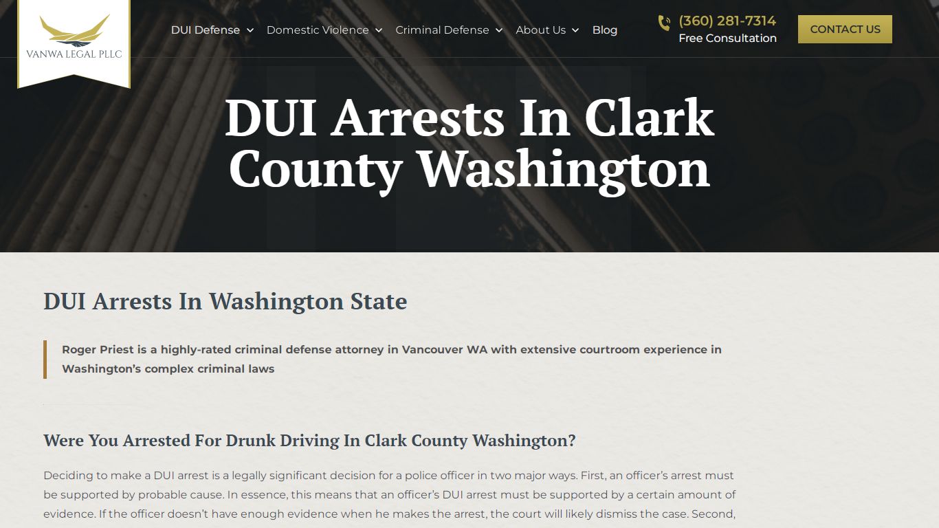 DUI Arrests In Clark County Washington - VanWa Legal PLLC