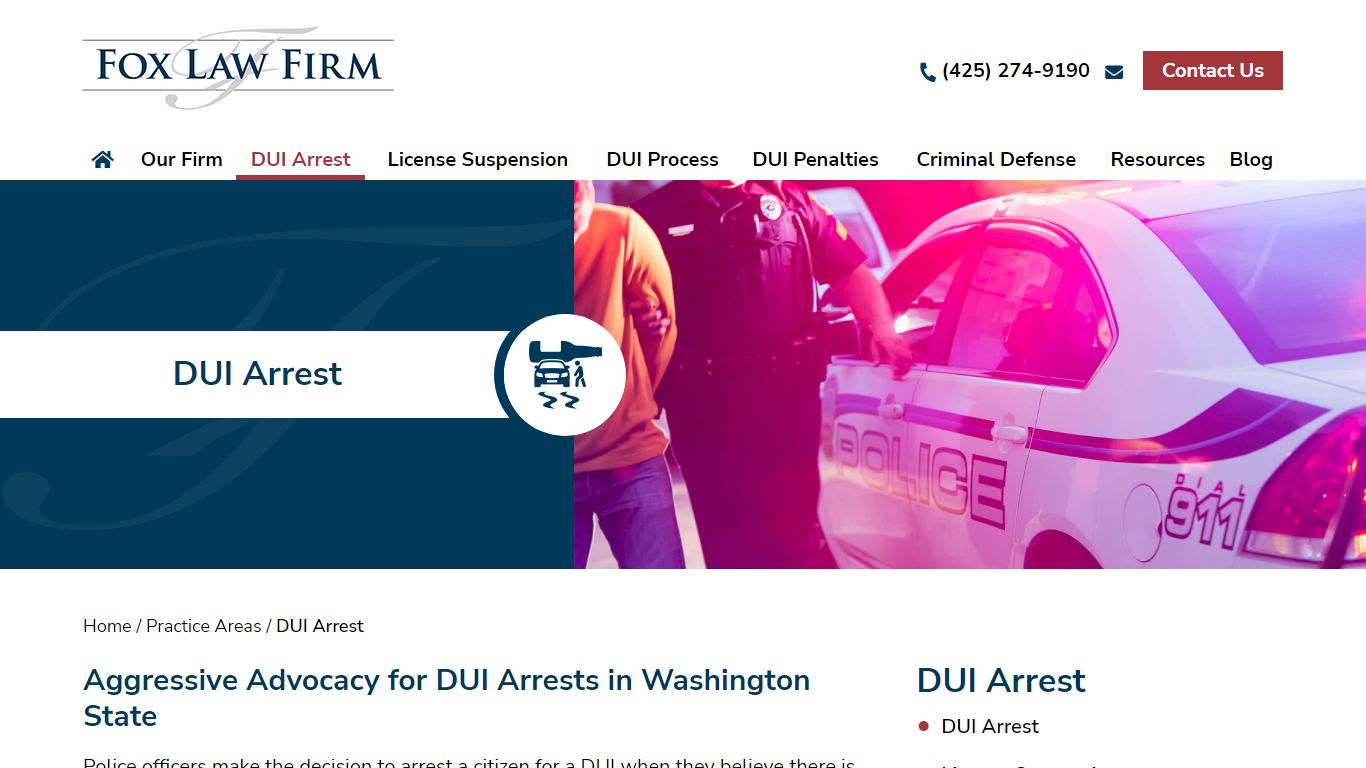 Attorney for DUI Arrest in Washington | Fox Law Firm